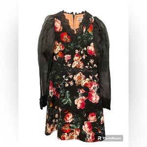 Chelsea28 Black Floral A Line Dress